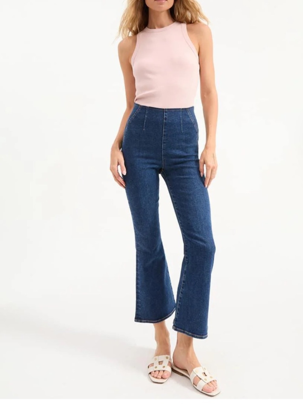 Veronica Beard Bright Blue Carson High-Rise Ankle Kick Flare Jeans NWT!